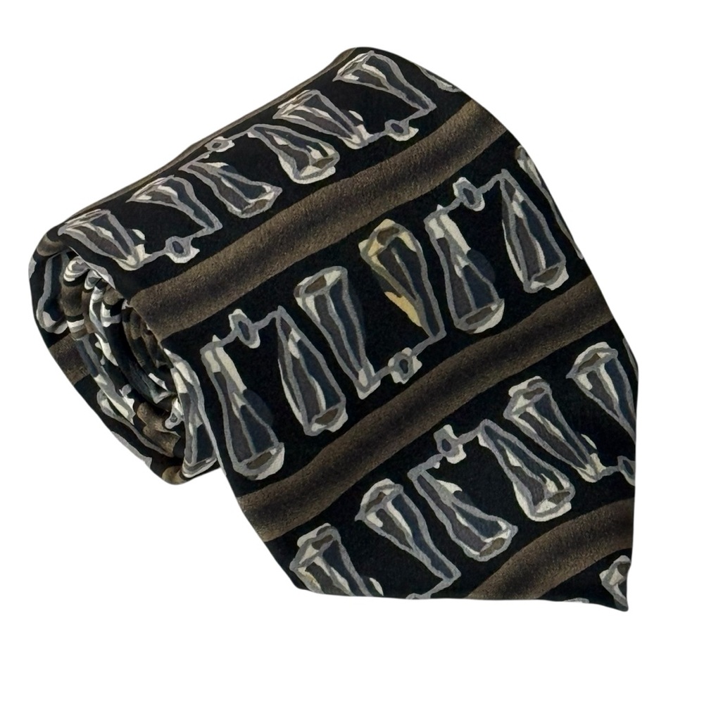 J. Garcia 100% Silk Men's Necktie, Abstract Artwork Pattern "Twittering Machine